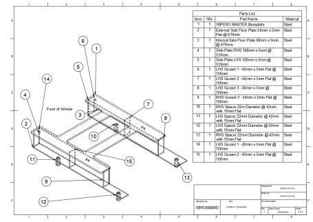 Baseplate Parts List Drawing